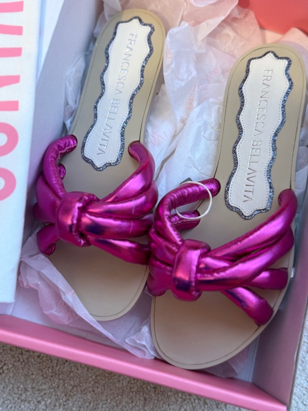 Francesca bellavita fuxia leather flat sandals made in Italy